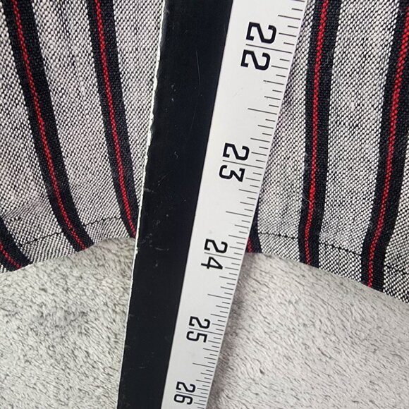 Womens Anne Klein II Linen Shirt Red Black Striped Button-Up Long Sleeve Size 4 - Picture 9 of 10